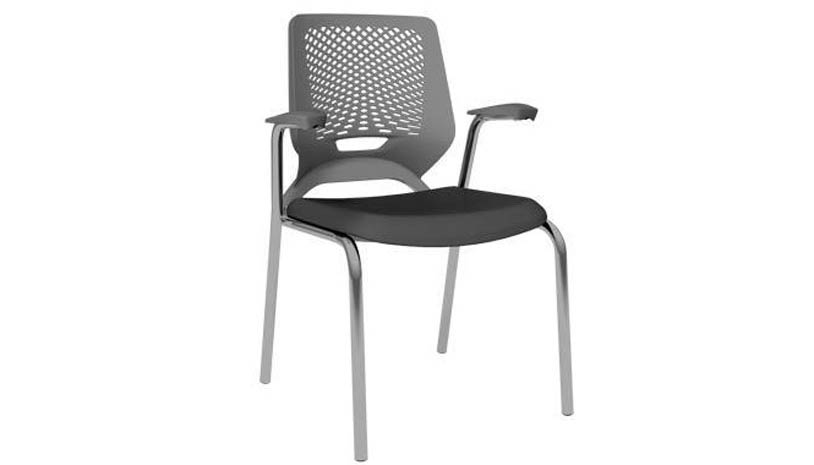 Cadeira Beezi Fixa Cromada com Braço Elitte Office móveis para escritório em ribeirão preto