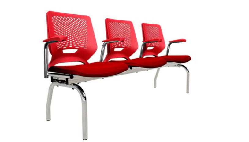 Cadeira Longarina Beezi 3 Lugares Base Cromada B10 Elitte Office móveis para escritório em ribeirão preto