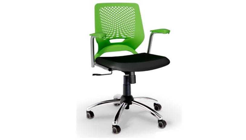 Cadeira Beezi Giratória Cromada com Braço Elitte Office móveis para escritório em ribeirão preto